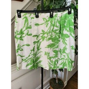 ColdWater Creek Women White 100%Linen Pull on Abstract Print Wrap Skirt Size PXL